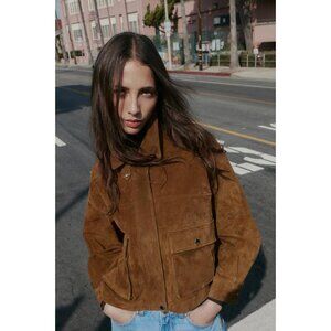 ZARA 100% LEATHER BOMBER JACKET